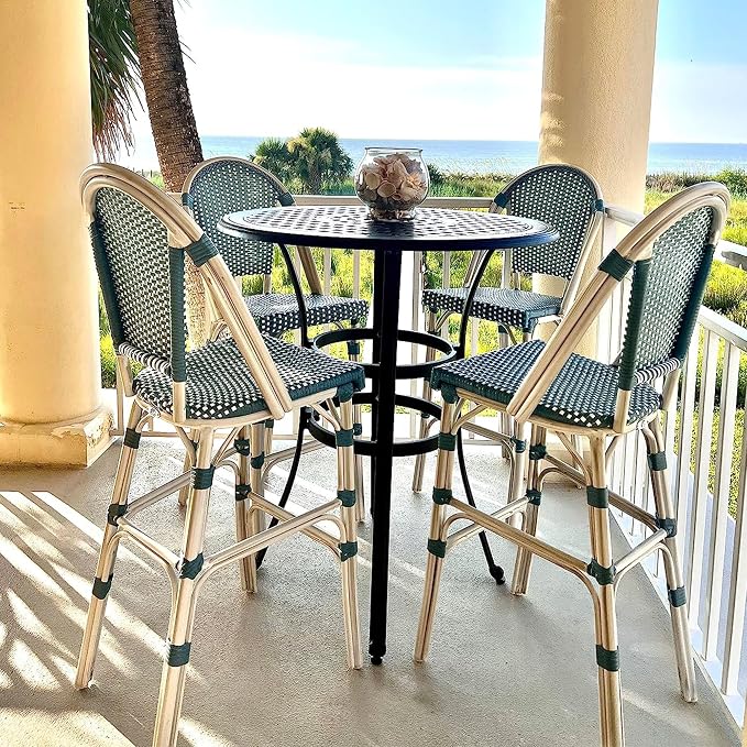 PURPLE LEAF French Counter Height Bar Stool Set of 4 25" White Print Finish - Image 2