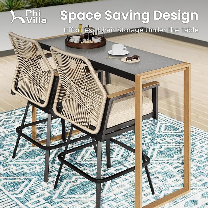 PHI VILLA Outdoor Bar Table for 2-4 Person - Image 4