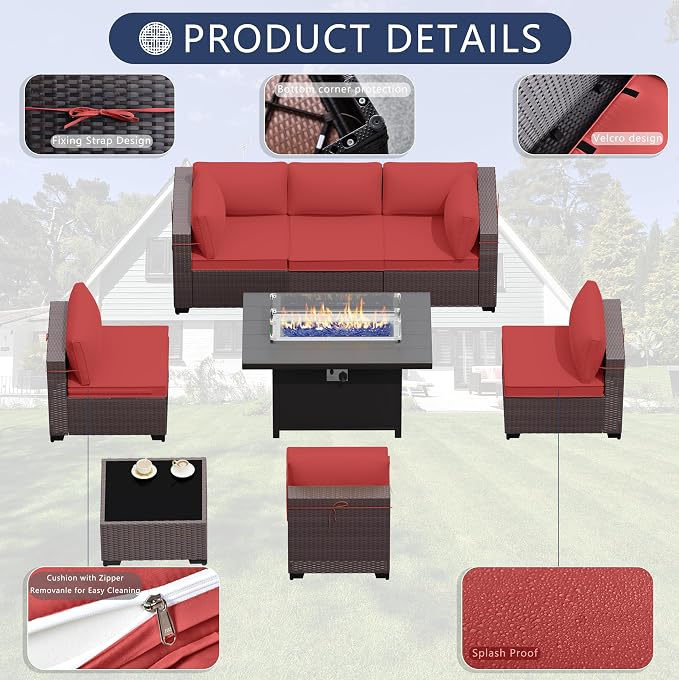 Outdoor Terrace Furniture Set, 8 Piece Outdoor Furniture Set, - Image 5