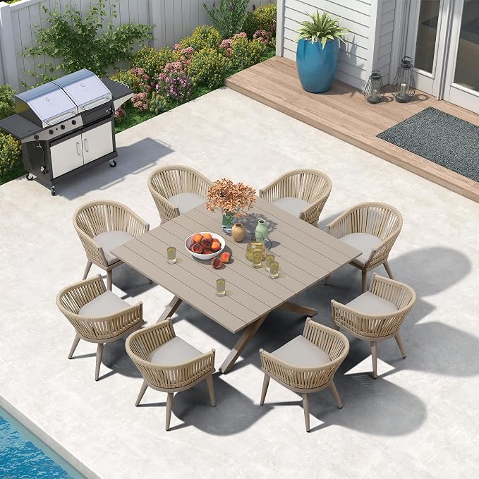 PURPLE LEAF 9 Pieces Outdoor Dining Set by PURPLELEAF