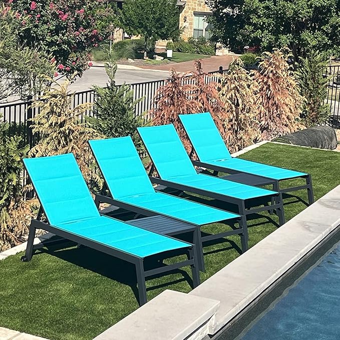PURPLE LEAF Outdoor Chaise Lounge Set of 4 Aluminum Patio Lounge Chair - Image 3