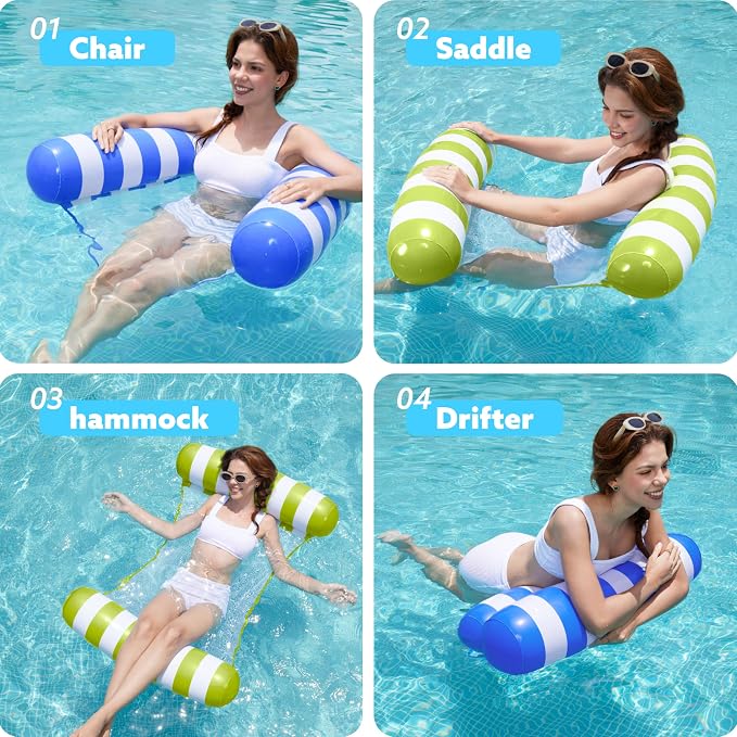 SLOOSH 2 Packs Hammock Pool Floats Adults, 4-in-1 Multi-Purpose Inflatable Pool - Image 2