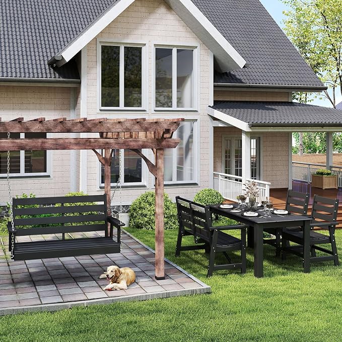 IVY&LANE Outdoor Porch Swing | HDPE Plastic | 2-Person | Hanging Bench Swings | - Image 7