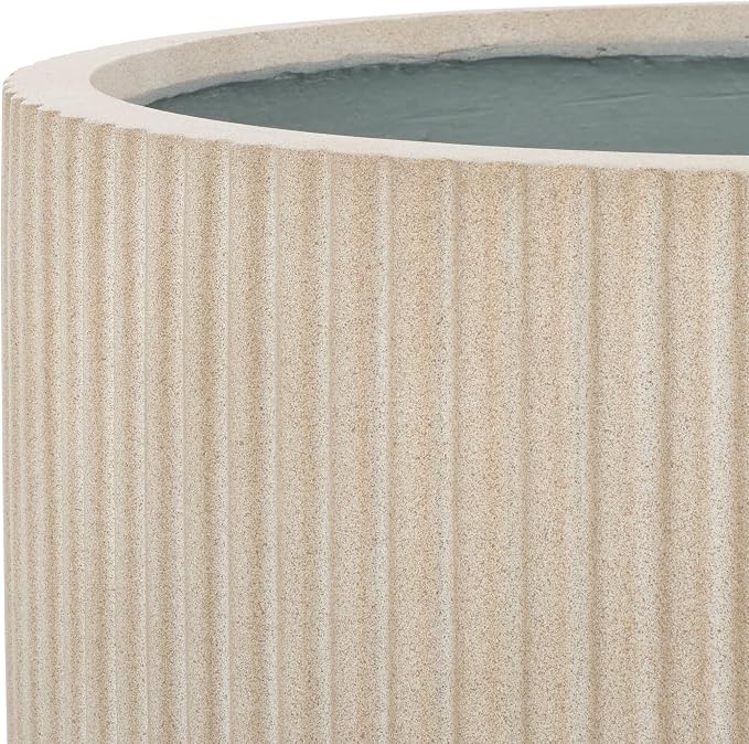 SAFAVIEH Outdoor Collection Lucca Beige Cement Ficonstone Planter Pot - Image 7