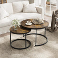 Smuxee Rustic Nesting Coffee Table Set of 2, 27.6" Round Coffee Table Wooden by Smuxee
