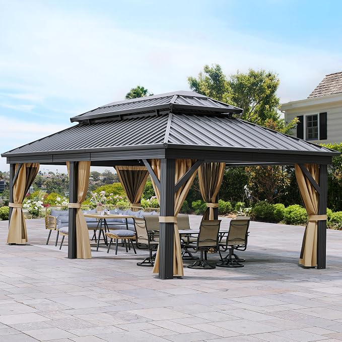 YITAHOME 12x18ft Gazebo Hardtop Canopy Outdoor Heavy Duty Double Roof - Image 9