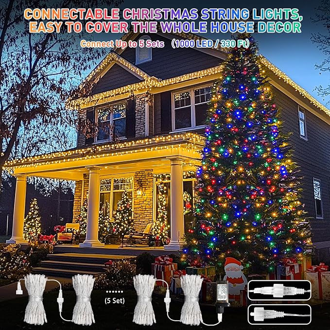JMEXSUSS 200 LED Christmas String Lights Outdoor Waterproof, 66ft Color - Image 4