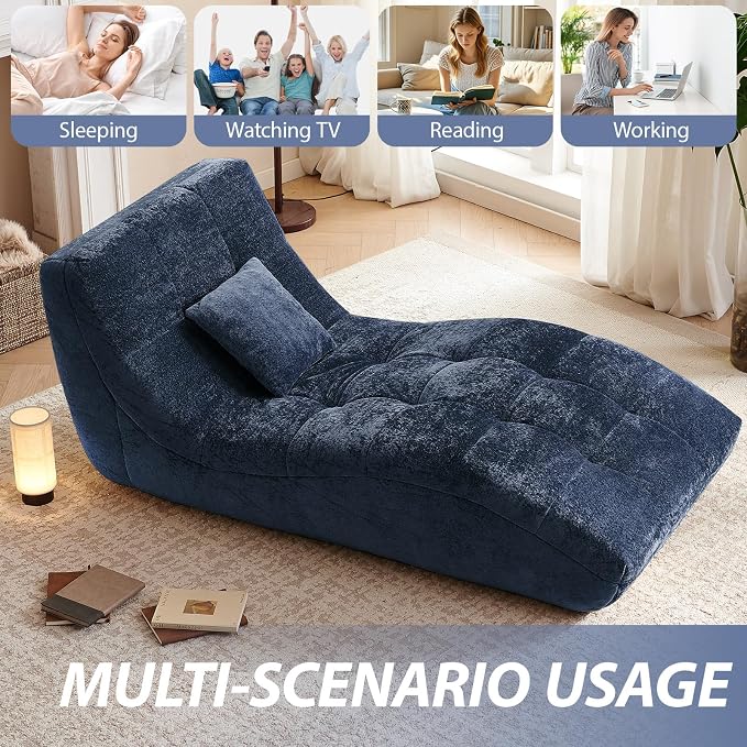 Chaise Lounge Chair with Curved Back, Modern Upholstered Recliner Sofa - Image 5