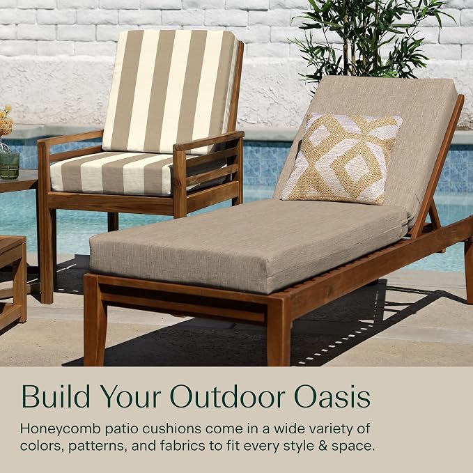 Honeycomb Outdoor Heritage Chaise, 23 x 75, Textured Solid Birch Tan Chair - Image 3