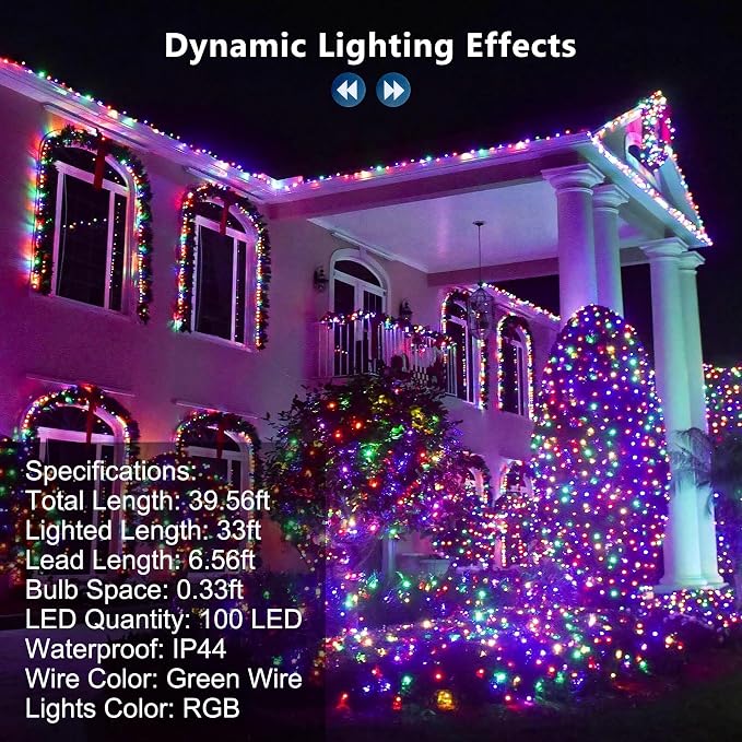 Brizled Christmas String Lights, 33ft 100 LED Color Changing Christmas Lights - Image 5