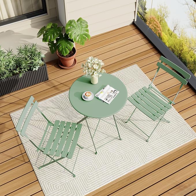 GarveeLife 3-Piece Folding Bistro Set, Foldable Patio Furniture Set - Image 3