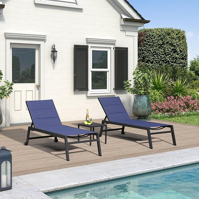 PURPLE LEAF Extra Large Outdoor Chaise Lounge 4 Pieces Aluminum Patio Lounge - Image 3