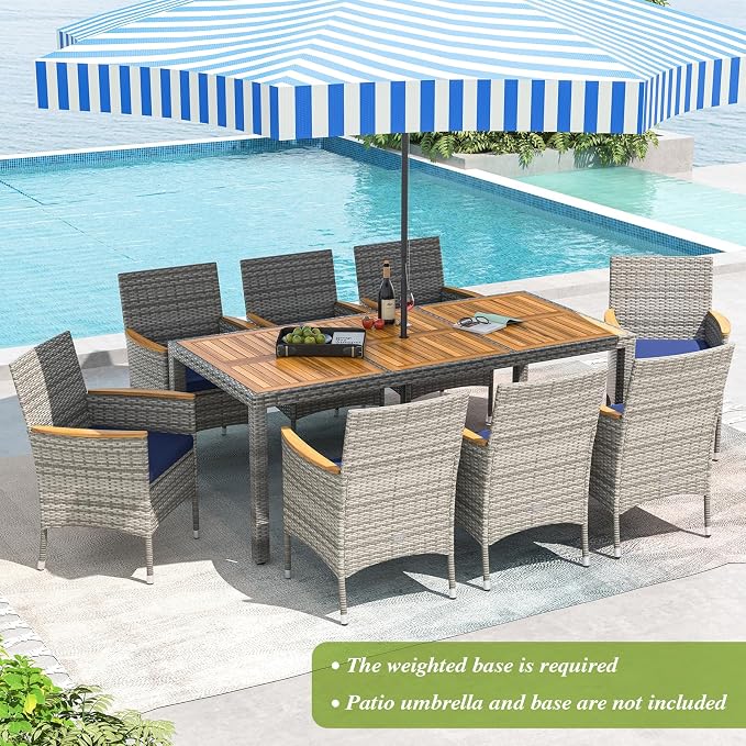 Tangkula 9 Pieces Rattan Outdoor Dining Set - Image 3