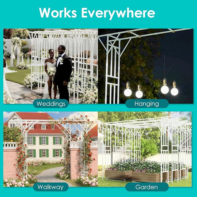 Flat Top Garden Arch Trellis 11FT x 9FT, Extra Large Garden Trellis - Image 11