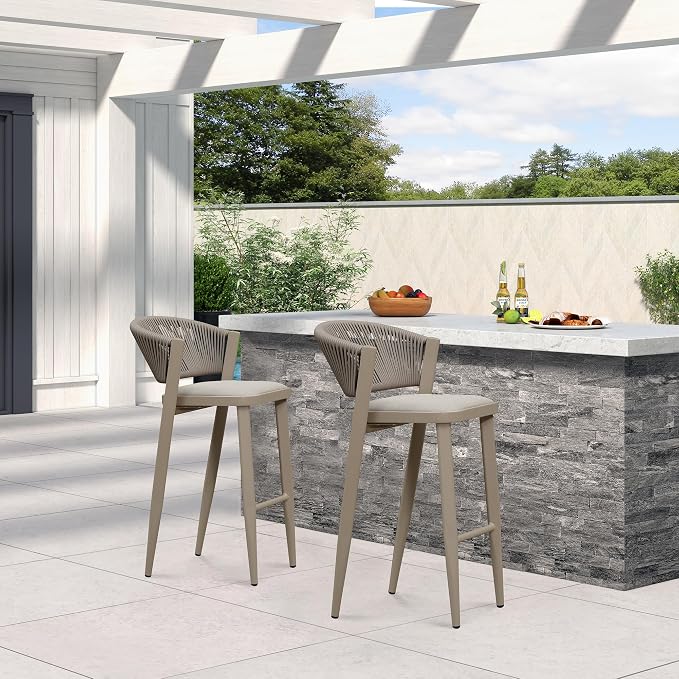 PURPLE LEAF Bar Stool Set of 2 Patio Bar Chairs - Image 2