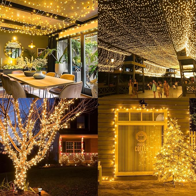 KNONEW 600ft 1500 LED Christmas String Lights Outdoor Green Wire 8 Modes & - Image 6