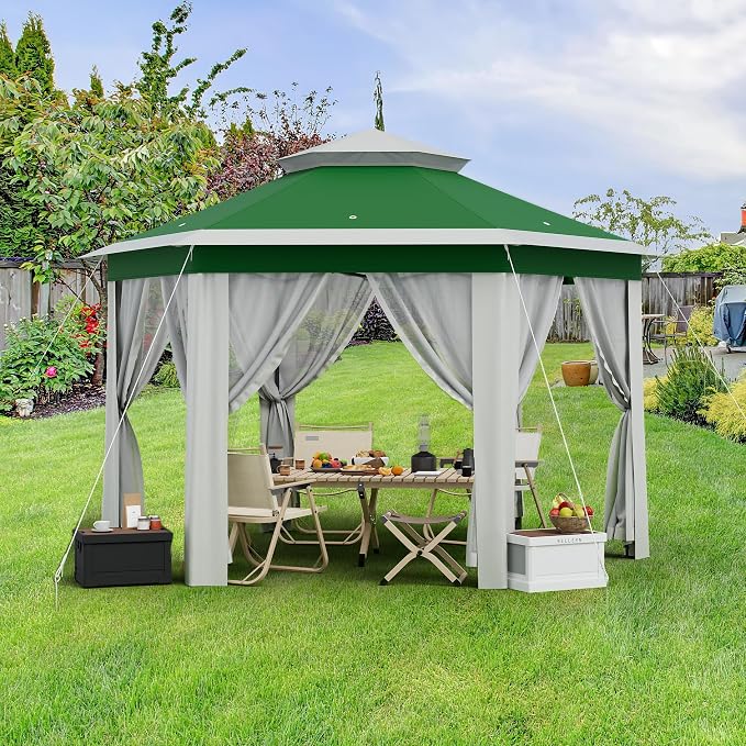 GAOMON Heavy Duty 13x13ft 6-Sided Tent – Double Vented Roof, Mesh Windows - Image 6