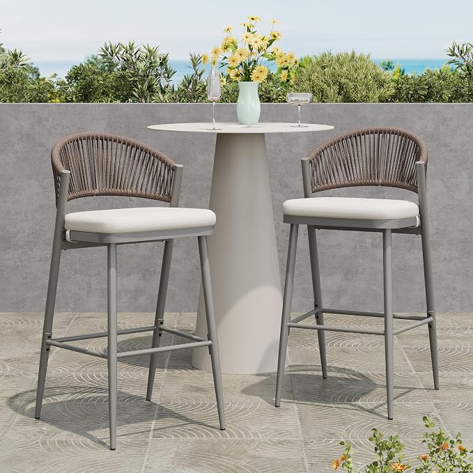 Christopher Knight Home Hearth 30.25" H Patio Barstools Set of 2, Woven Wicker - Image 3