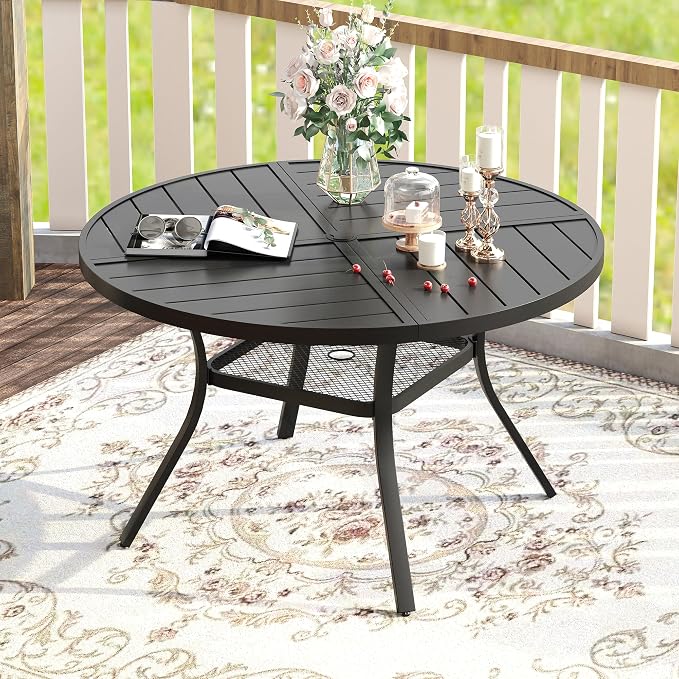 VICLLAX Round Patio Table with Adjustable Umbrella Hole - Image 2