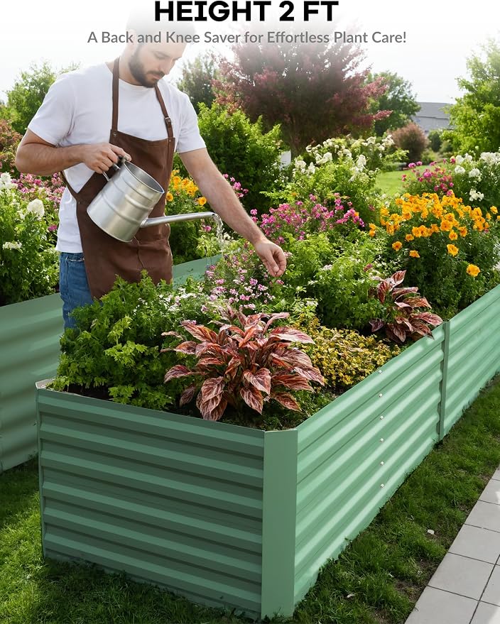 GarveeLife 8x4x2 ft Galvanized Raised Garden Bed, Rust-Resistant Raised Garden - Image 4