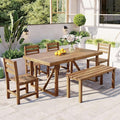 Outdoor Dining Set for 6, Acacia Wood Patio Dining Table Set by RuiSiSi