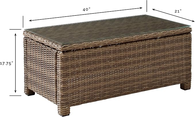 Crosley Furniture Bradenton All Weather Rattan Wicker Outdoor Coffee Table - Image 3