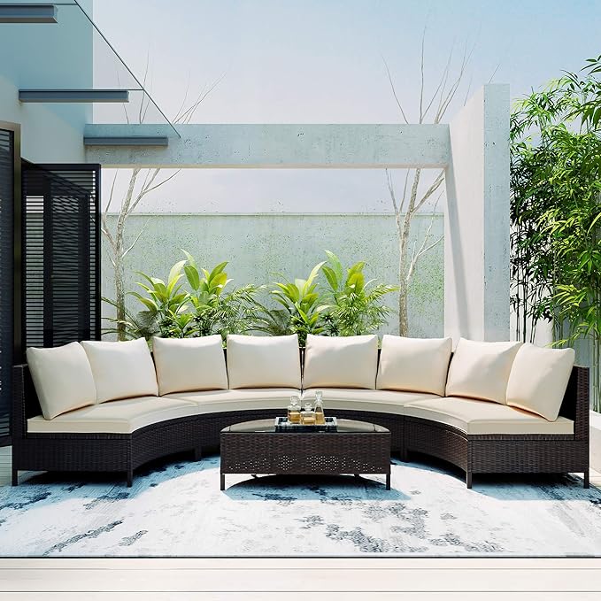 Merax 5-Piece Outdoor Sectional Sofa Set, All-Weather PE Wicker Patio Furniture by Merax