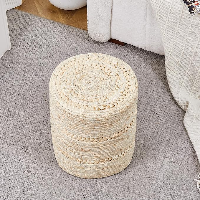 Wimarsbon Natural Seagrass Foot Stool, Hand Weaving Round Ottoman, - Image 7