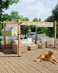 10x13 Ft Outdoor Pergola Faux Wood Grain Aluminum Gazebo by KYBOLT