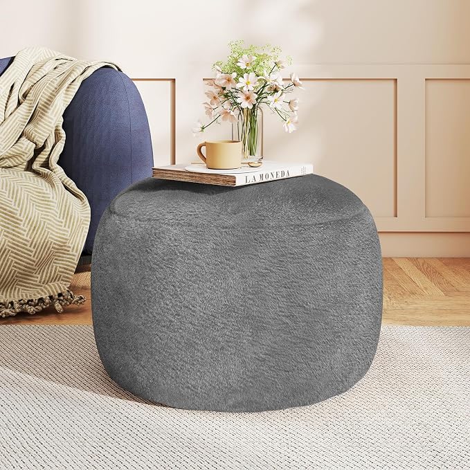 Round Stuffed Pouf Ottoman for Foot Rest, A Round Modern Foam Filled Poufs by Gericco