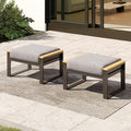 Sundale Outdoor 2 Pieces Aluminum Patio Ottoman, Outdoor Footstool by SundaleOutdoor