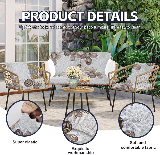 12Pcs Patio Cushion Covers, Outdoor Cushions Covers, Stretch Cushion Covers - Image 3