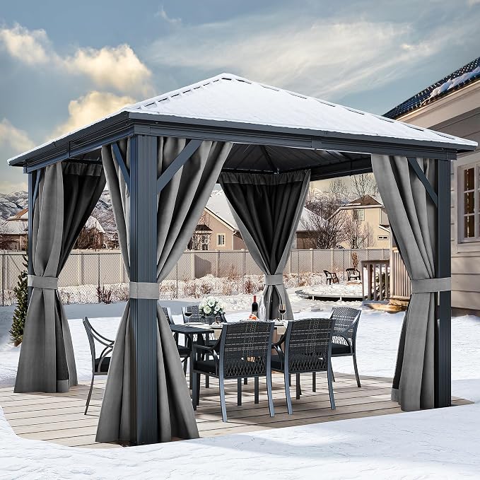 YITAHOME 10'X10' Metal Hardtop Gazebo Outdoor Patio Single Top Canopy by YITAHOME