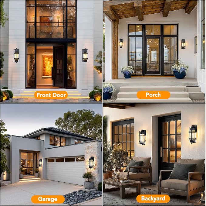Outdoor Front Porch Light Fixtures Wall Mount, Water Ripple Outdoor Wall Lantern - Image 6