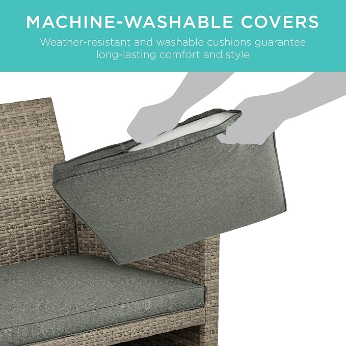 Best Choice Products 4-Piece Outdoor Wicker Patio Conversation Furniture Set - Image 5