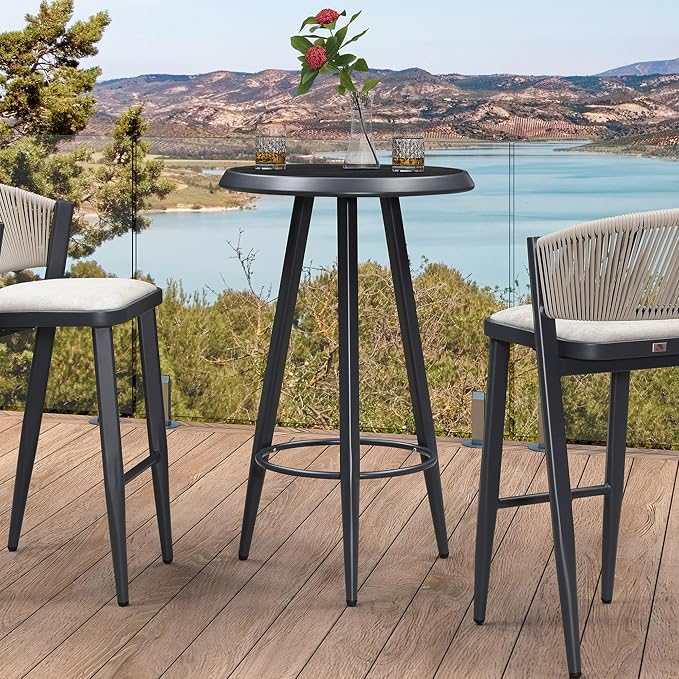 PURPLE LEAF Outdoor Round Table Patio Bar Height Table Pub Dining Table - Image 6