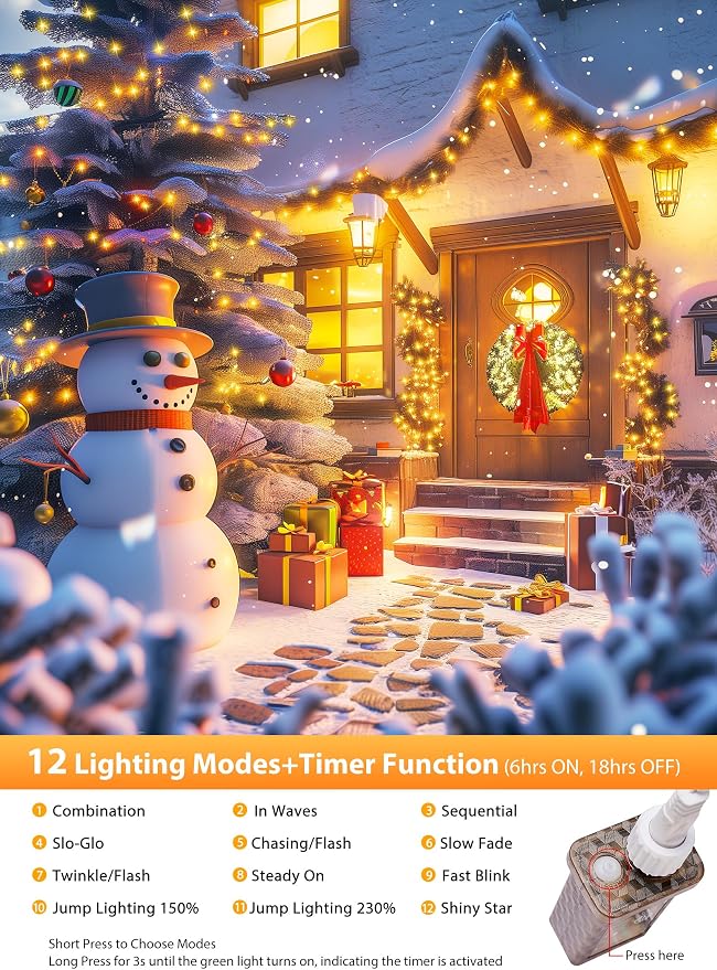 Brightown 25 Ft 500 LED Christmas Cluster Lights Outdoor, Waterproof String - Image 2