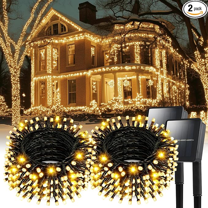 Solar String Lights for Outside, 2 Pack 240 Led Solar Christmas Lights Outdoor by Dailyart