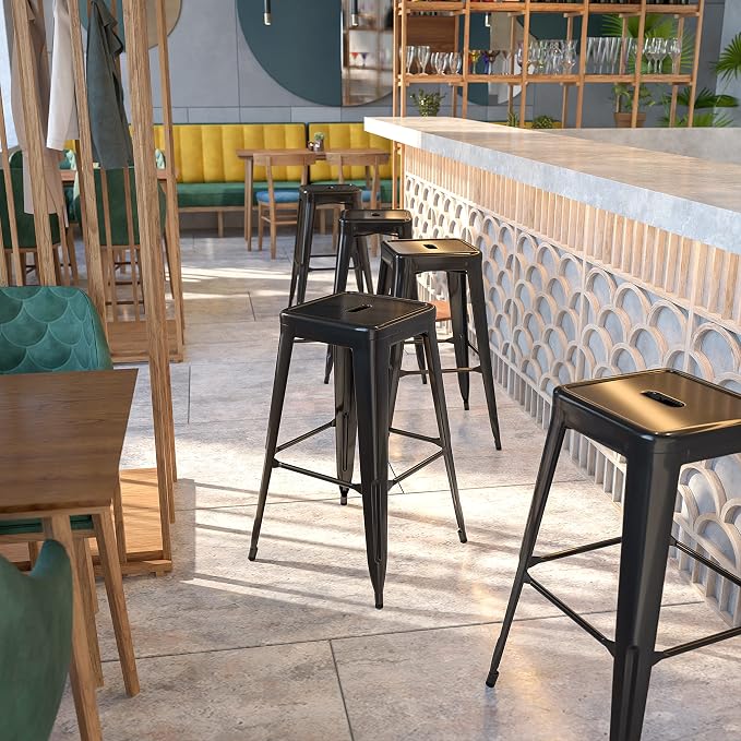 Flash Furniture 30"H Commercial Modern Metal Backless Barstool, Indoor/Outdoor - Image 2