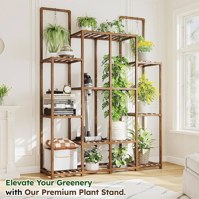 EnHomee Plant Stand Indoor Wood Plant Stand Outdoor Plant Shelf - Image 2
