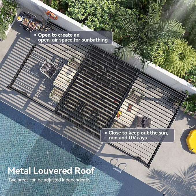 Aoxun Louvered Pergola 10' x 20' 96S Outdoor Metal Pergola - Image 2