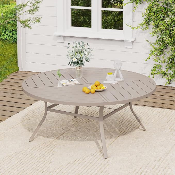 VICLLAX 60" Round Outdoor Table, Patio Dining Table - Image 2