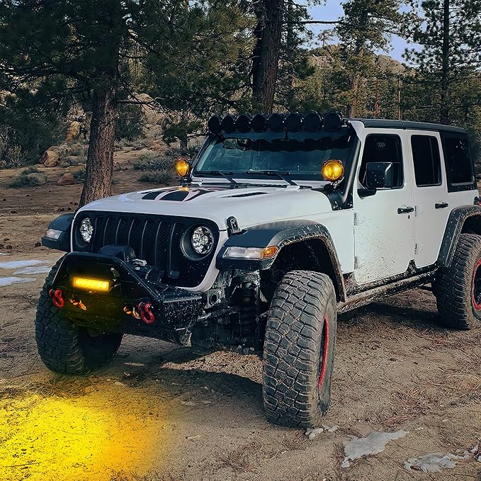 Nilight 6 inch Amber LED Light Bar 2PCS 18W Spot Driving Fog Single Row Off - Image 9