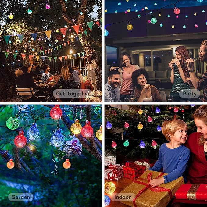 Solar String Lights Outdoor Waterproof IP65 9.3 Feet 20 LED 8 Modes Crystal - Image 7