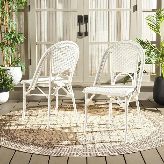 SAFAVIEH Outdoor Collection Torino White Parisian Bistro Chair Set of 2 - Image 4