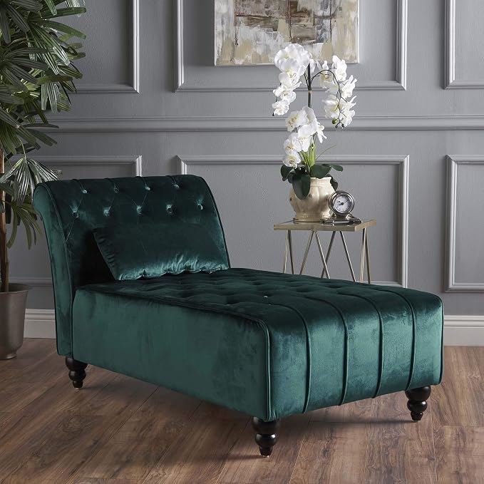 Christopher Knight Home Rafaela Modern Glam Tufted Velvet Chaise Lounge - Image 5