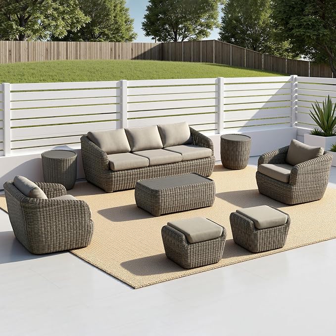 CHITA Patio Wicker 3-Seater Sofa - Image 9