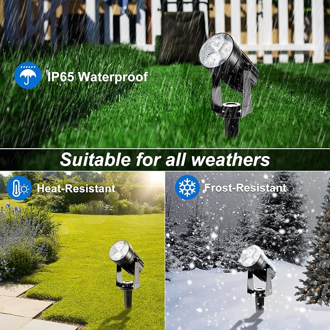 Solar Spot Lights Outdoor, Solar Landscape Spotlights IP65 Waterproof 9.8ft - Image 6