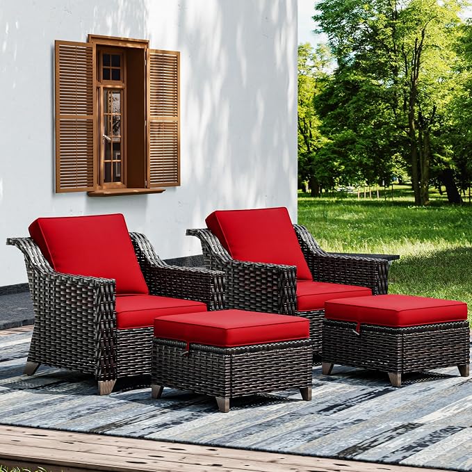Joyside Wicker Patio Furniture Sets, 4 Pieces Upgraded Large Size Outdoor by Joyside