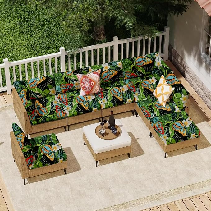 12Pcs Outdoor Cushion Covers, Patio Cushion Covers, Stretch Elastic Slipcovers - Image 6